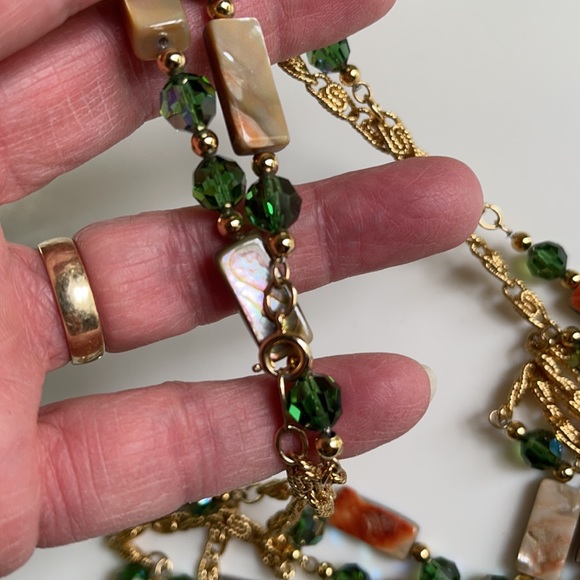 VTG Napier Orange Abalone/Green Tourmaline Necklac - Picture 3 of 7